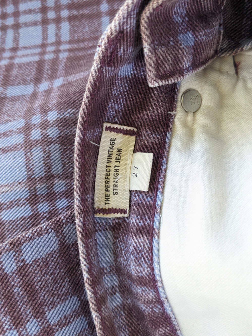 Madewell The Perfect Vintage Straight Jean In Cabernet Plaid - Picture 5 of 6